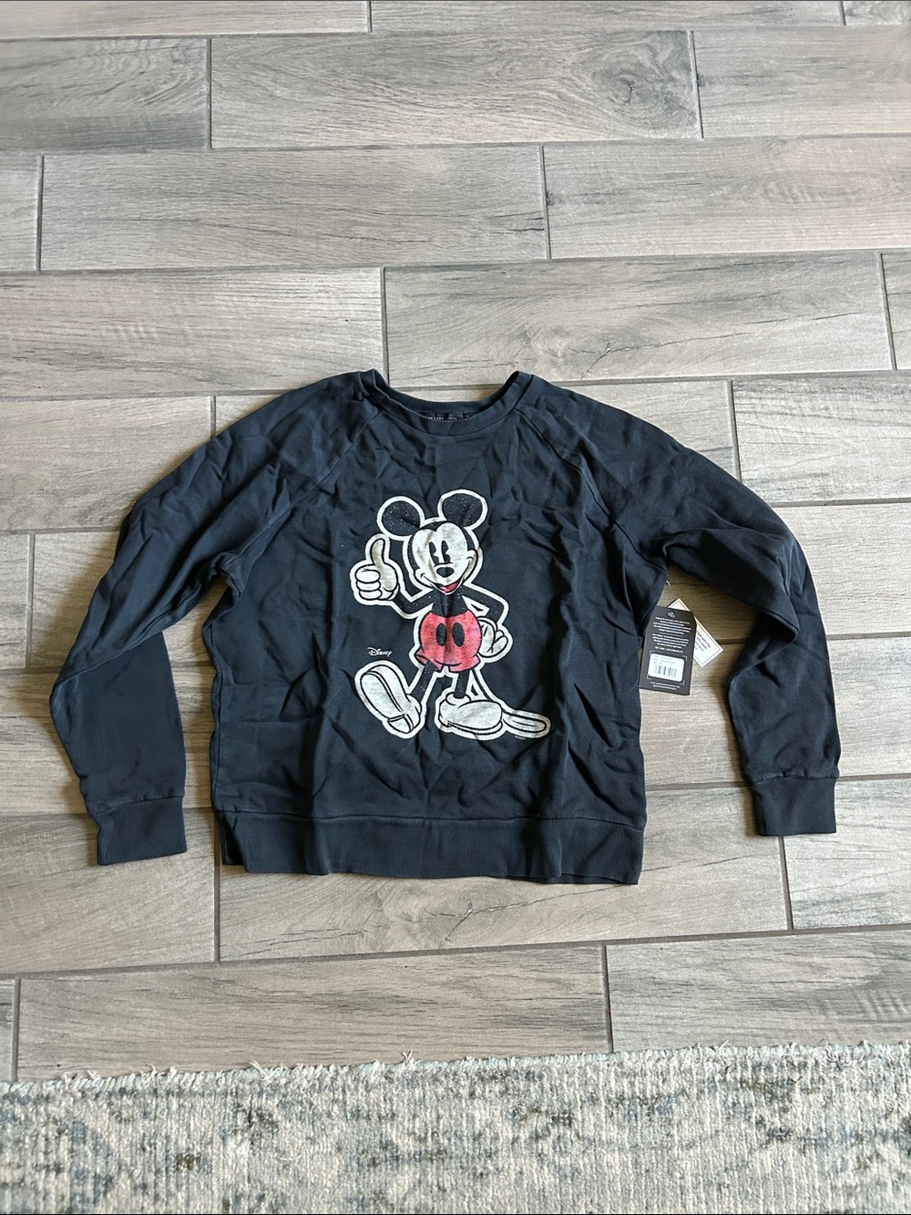Junk Food Clothing Black Vintage Mickey Crewneck Sweatshirt